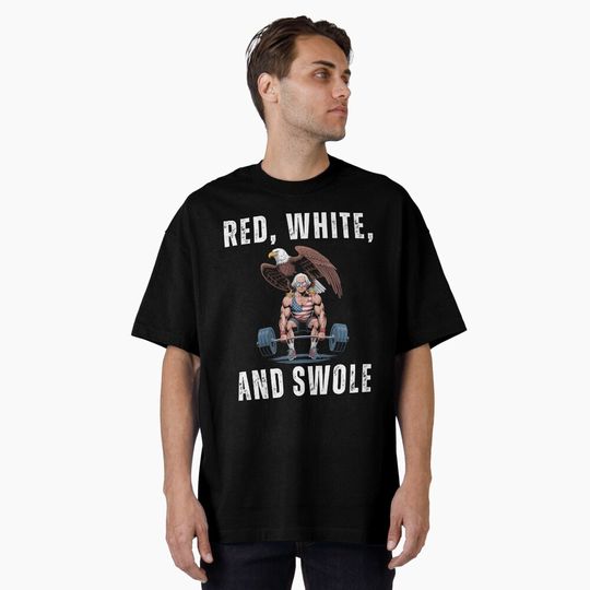Discover Red, White, and Swole George Washington deadlift humor T-Shirt