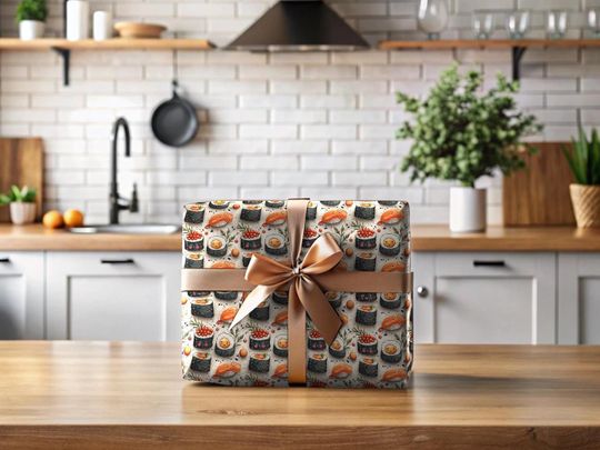 Discover Sushi Roll Wrapping Paper, Holiday Gifts, Birthday Gifts