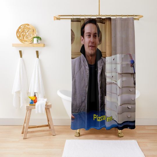 Discover Funny Pizza Time Shower Curtain – Quirky Bathroom Decor for Foodies & Pizza Fans