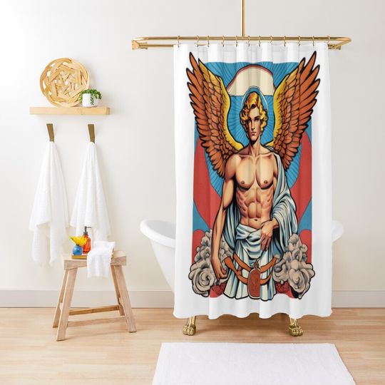 Discover Archangel Michael Superhero Shower Curtain – Angel Art, Divine Power Bathroom Decor