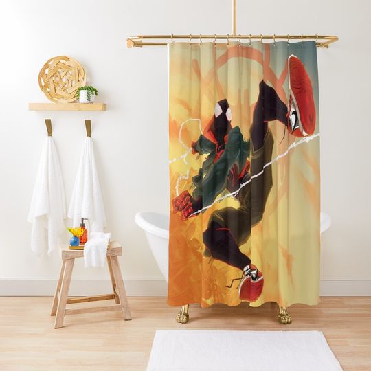 Discover 'What's Up Danger' Miles Morales Shower Curtain