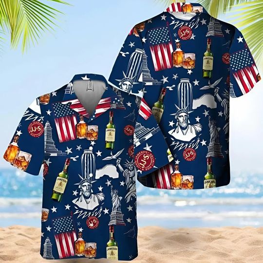 Discover Jameson Liberties Hawaiian Shirt, Men Hawaiian Button Up Shirts, Summer Gifts Anniversary,Birthday,Vacation Gifts