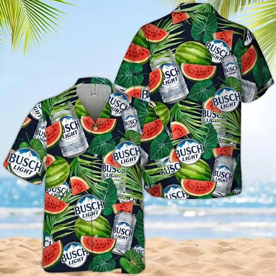 Discover Light Beer Watermelon Hawaiian Shirt, Men Hawaiian Button Up Shirts, Summer Gifts Anniversary,Birthday,Vacation Gifts