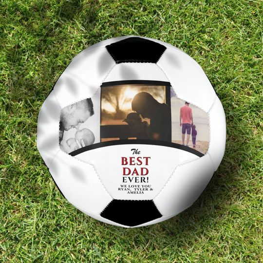 Discover Best Dad Ever Father`s Day 3 Photo Collage Soccer Ball