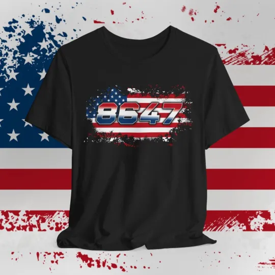 Discover 8647 American Flag T-Shirt Anti 47th Trump President Political Graphic Tee USA
