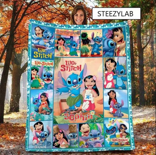 Discover Customized Stitchh Fleece Blanket, Disneyyy Stitchh Blanket, Cute Stitchh Gifts, Baby Blanket, Custom Blanket with Name, Disneyyy Birthday Gift