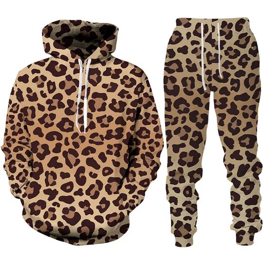 Discover 3D Leopard Print Men's Hoodie Pants