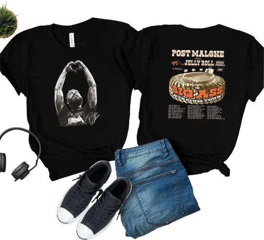 Discover Post Malone Rap Music Shirt, Big Ass Stadium Tour, Posty 2025 Tour T-Shirt
