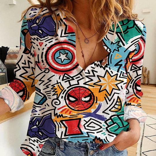Discover Captain Shield Women's Casual Shirt, Disneyyy Women Blouses Shirt