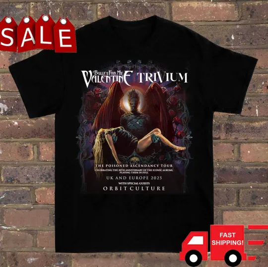 Discover Bullet for My Valentine Band 2025 Tour Shirt – Black Cotton Concert Tee for Music Fans