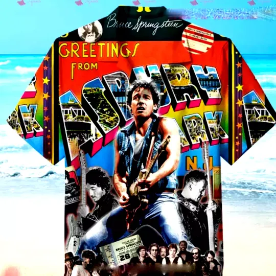 Discover Bruce Springsteen Hawaiian Shirt, Greetings From Asbury Park, Gift For Fans