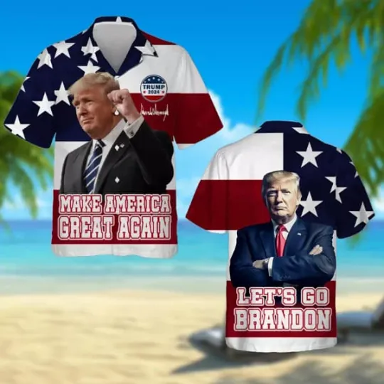 Discover Trump Let’s Go Brandon Maga Shirt Trump Hawaiian Shirt Full Size