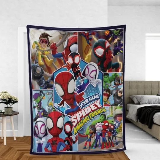 Discover Personalized Spidey and His Amazing Friends Blanket, Spidey Birthday Blanket