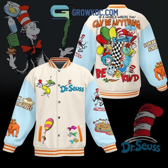Discover Seuss Geisel In The World Where You Can Be Anything Be Kind Baseball Jacket