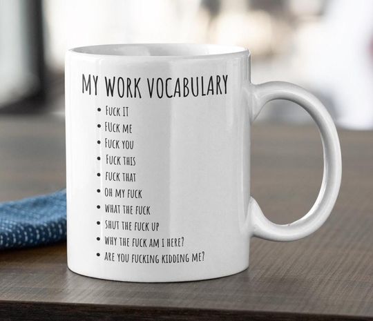 Discover My Work Vocabulary Mug, Office Mug, Work Mug, Sarcastic Mug, Funny Mugs
