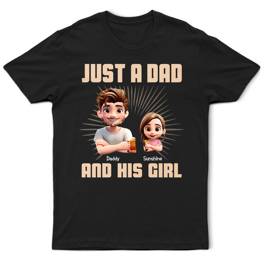 Discover Just A Dad And His Girl 3D Effect Crossed Arms - Personalized T Shirt