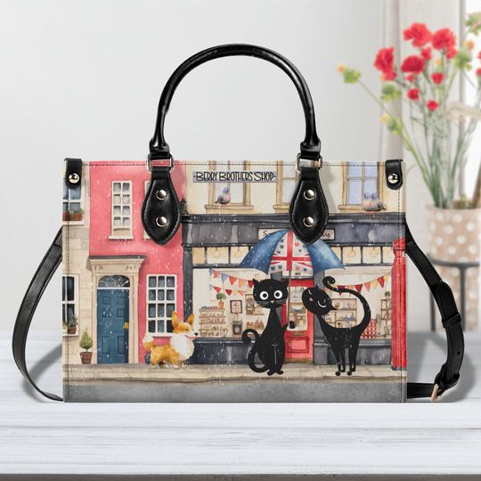 Discover Mid Mod Atomic Cat Leather Bag, 50s Jet Set London Kitty