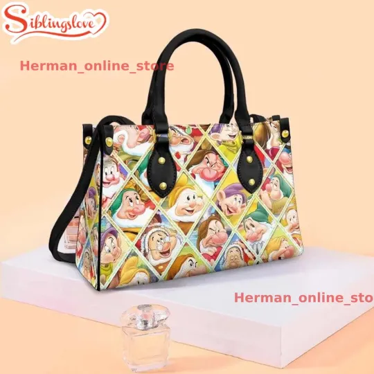 Discover Disneyyy Grumpyy Dwarf Snow Whitee Cartoon Leather Handbag