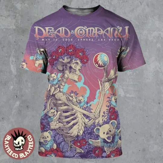 Discover Dead And Company Sphere Vegas May 15 2025 Skeleton Art Diego Andrade 3D T-Shirt