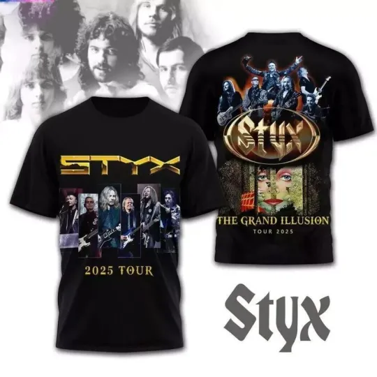 Discover Styxs Band The Grand Illusion Tour 3D Shirt  Rock Band Concert Tour Tee  Fan Gift