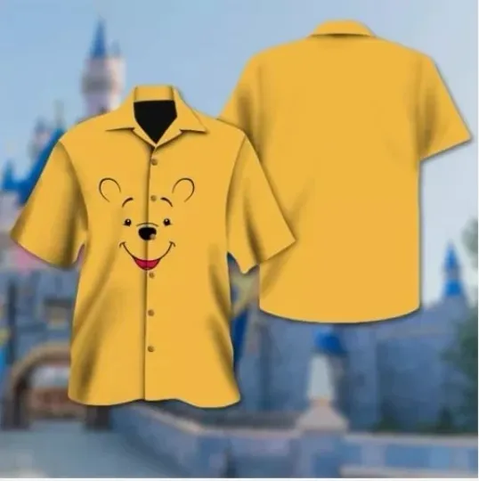 Discover Pooh Hawaiian Shirt Button Down Unisex Adults Outfit Full Size S-5XL