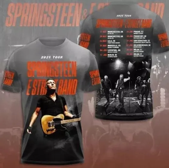 Discover Bruce Springsteen 2025 Tour 3D Printed T-Shirt