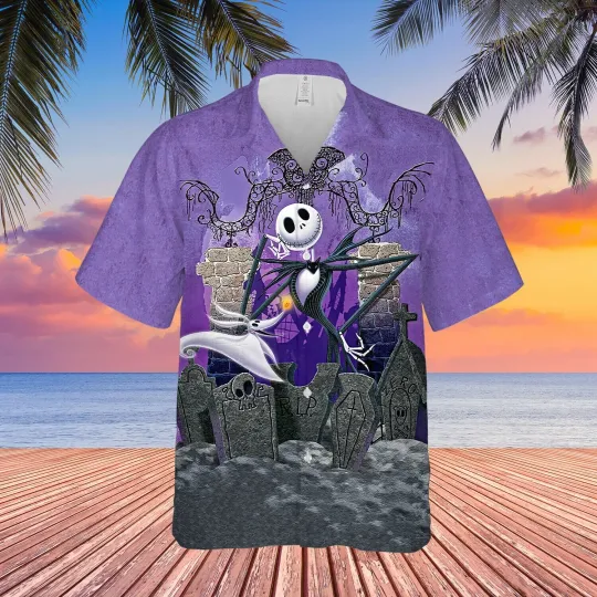 Discover Halloween Skeleton Purple Unisex Hawaiian Shirt Full Size S-5XL