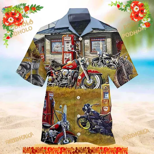 Discover Motorbike 3D Funny Hawaiian Shirt, Hawaii Aloha Shirt For Men Women