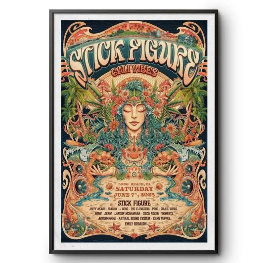 Discover Stick Figure Cali Vibes Marina Green Long Beach, CA Jun 7 2025 Tour Poster
