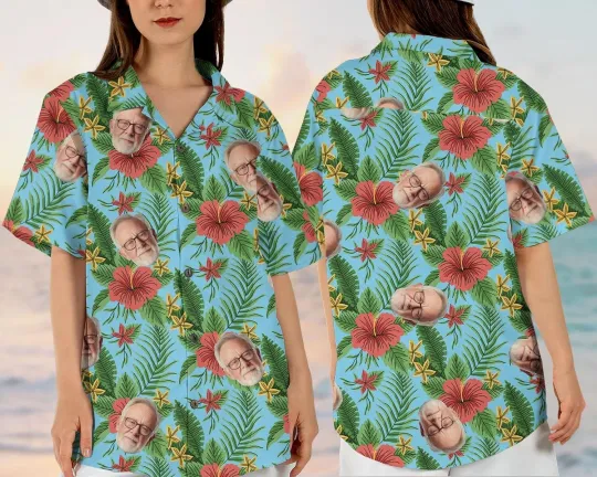 Discover Custom Face Hawaiian Shirt - Personalized Vintage Tropical Flower Aloha