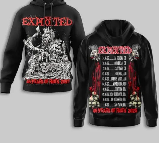 Discover The Exploited 2025 Celebrating The 46 Years Of Rots Tour The Legends Hoodie  3D