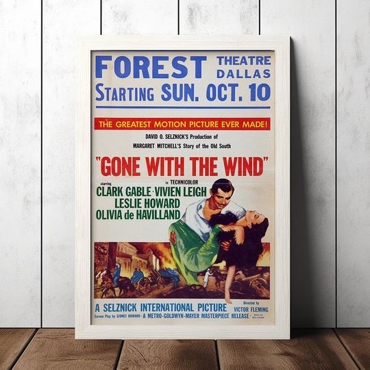 Discover Gone with the Wind (1939) Classic Movie Poster, Vintage Movie Poster