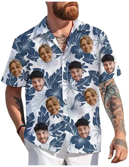 Discover Hawaiian Shirt with Custom Face for Men Women Youth Kid Personalized Hawaiian