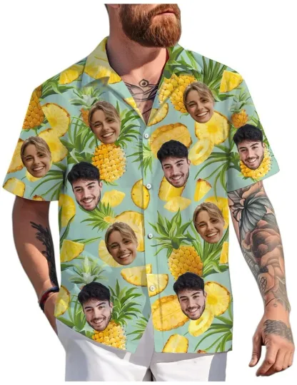 Discover Hawaiian Shirt with Custom Face for Men Women Youth Kid Personalized Hawaiian