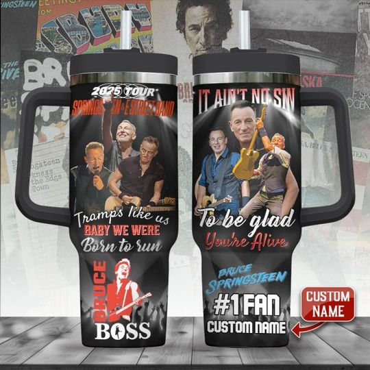 Discover Bruce Springsteen Custom 40oz Tumbler – Rock Fan Gift, Music Drinkware