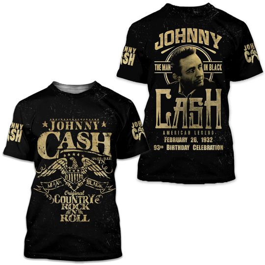 Discover Johnny Cash rock and roll tour, Tour 2025 T-Shirt 3D