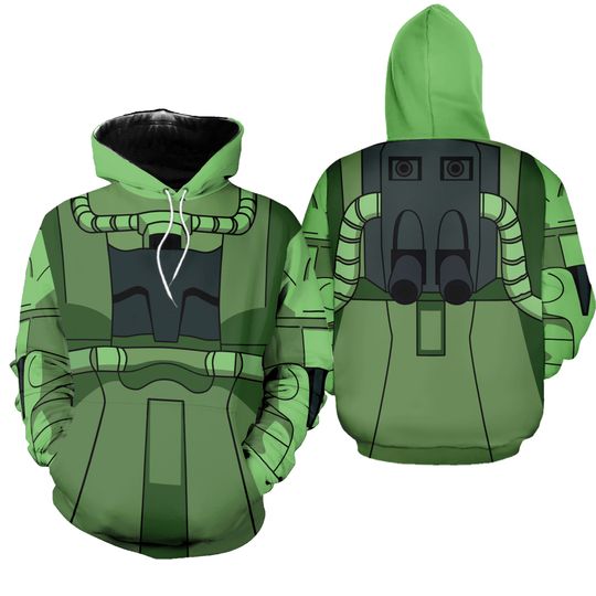 Discover Zaku II Mobile Suit Gundam Costume All Over Print Tracksuit Hoodie Joggers