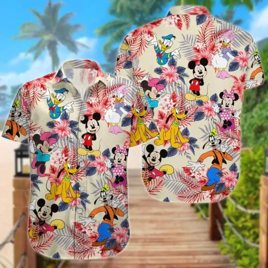 Discover Mickeyy's Friends Hawaii Shirt, Disneyyy Cartoon Men Shorts, Mickeyy Minniee Summer