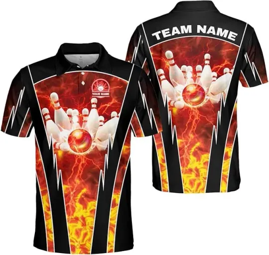 Discover Custom Bowling Polo Shirts for Men and Women Personalized Team Name Gift Unisex