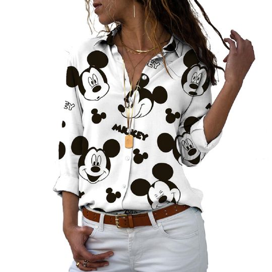 Discover Disneyyy Shirt 3D Printed Women Long Sleeve Single  Mickeyy Minniee Casual Cute Shirt