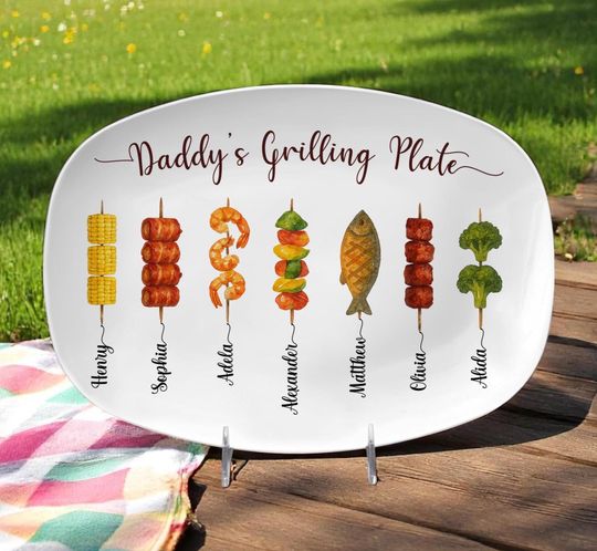 Discover Personalized Daddy's Grilling Plate, Custom Father's Day Gift From Kids, BBQ Custom Platter, Dad The Grill Master, Dad Birthday Gift