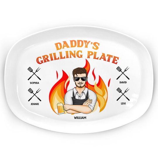 Discover Daddy Grilling Plate - Gift For Dad, Father, Family - Personalized Plate