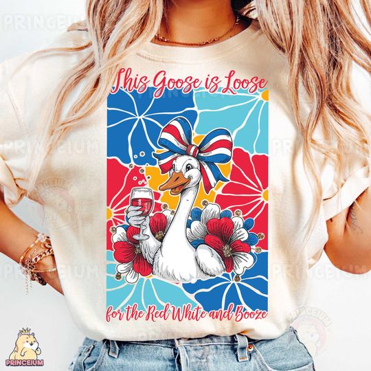 Discover Patriotic Goose Shirt, Red White and Booze Shirt