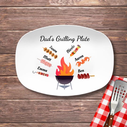 Discover BBQ Gift Personalized Grilling Plate Grill Master Dad Gift from Kids Custom