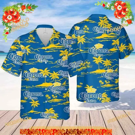Discover Corona Extra Beach Pattern Funny Hawaiian Shirt