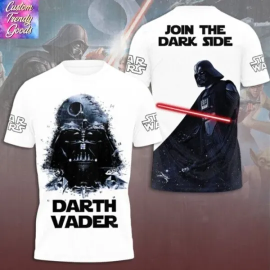 Discover Darthh Vaderr Starr Warss Join The Dark Side 3D T-Shirt