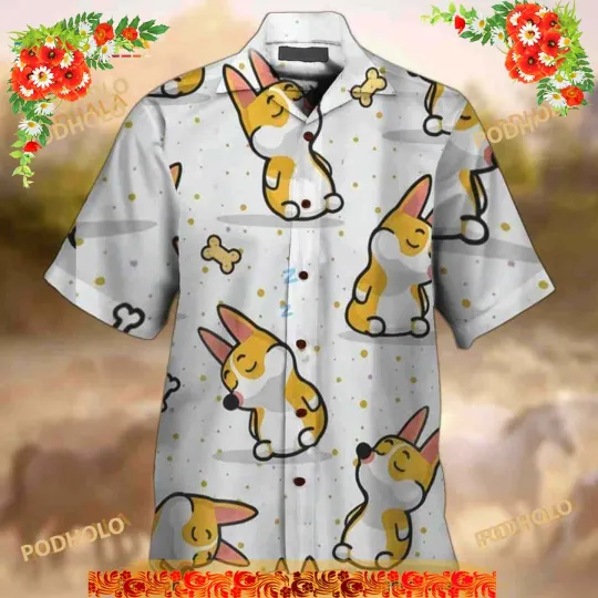 Discover Corgi Chibi Funny Hawaiian Shirt Gift For Beach Lovers
