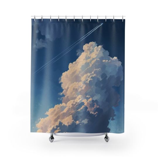 Discover Air Plane Chem Trail in Clouds- Sky View Space Shower Curtain