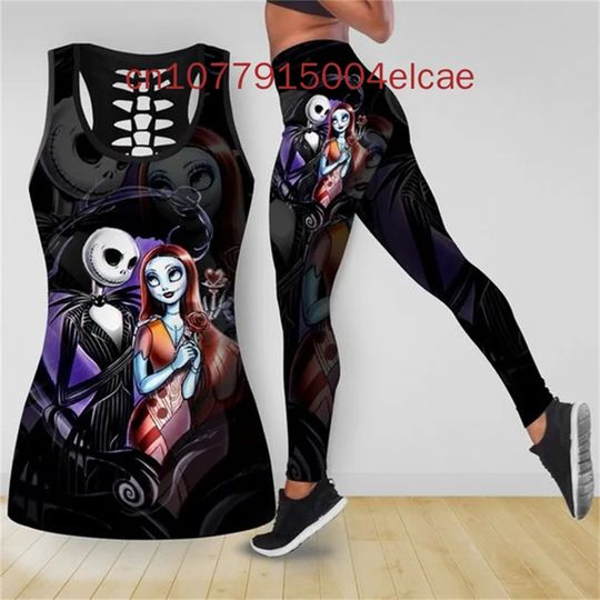 Discover Mickeyy mouse halloween Holllow Tank Top Legging Set