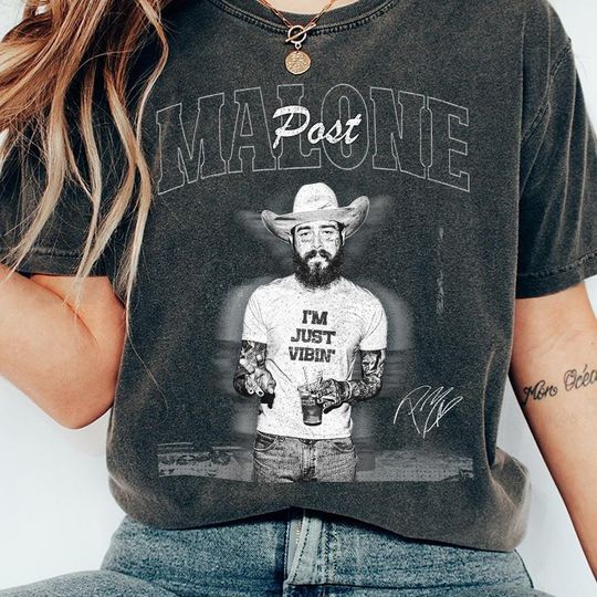 Discover Post Malone Vintage Shirt, I'm Just Vibin Posty Tour 2025 Shirt